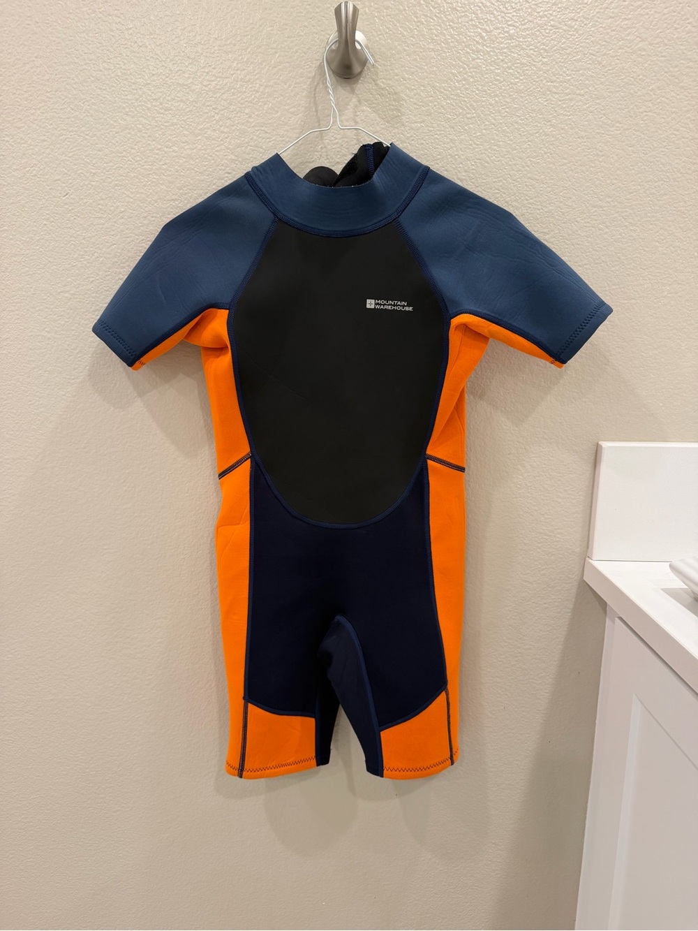 Kids Short Sleeve Swim Wetsuit in Orange/Navy/Black - Mountain Warehouse